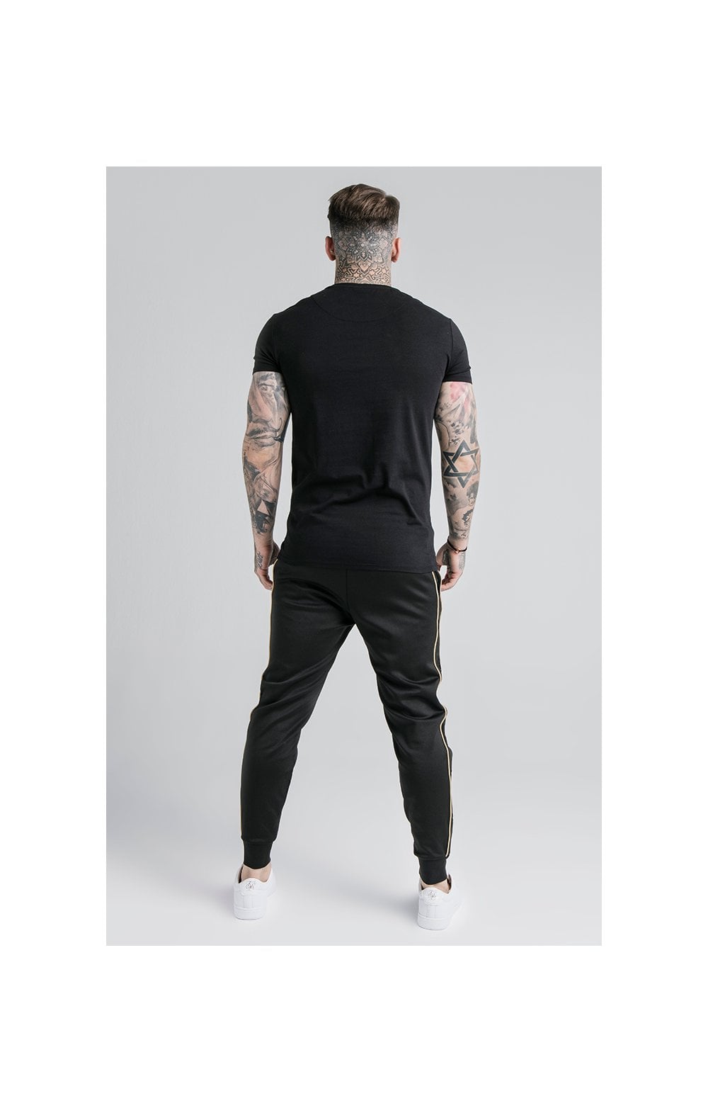 Load image into Gallery viewer, SikSilk Astro Cuffed Track Pants - Black &amp; Gold (4)
