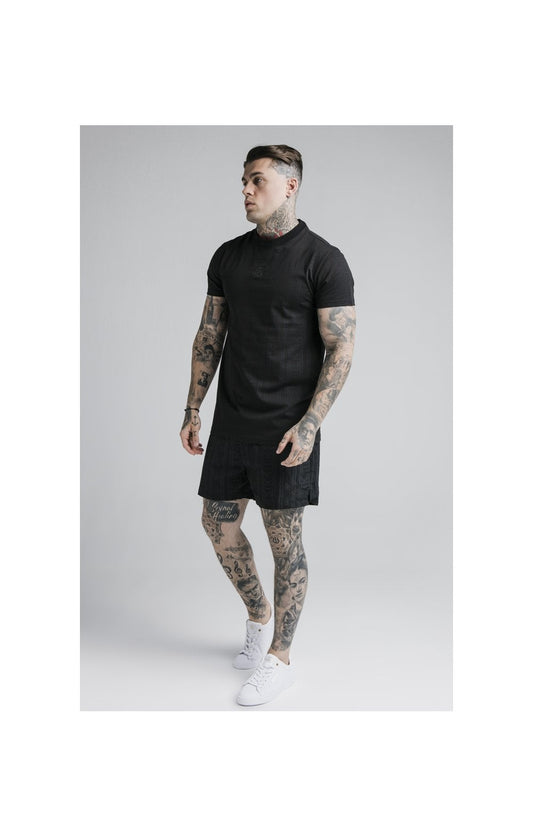 SikSilk S/S Fitted Box Tee - Black & Grey