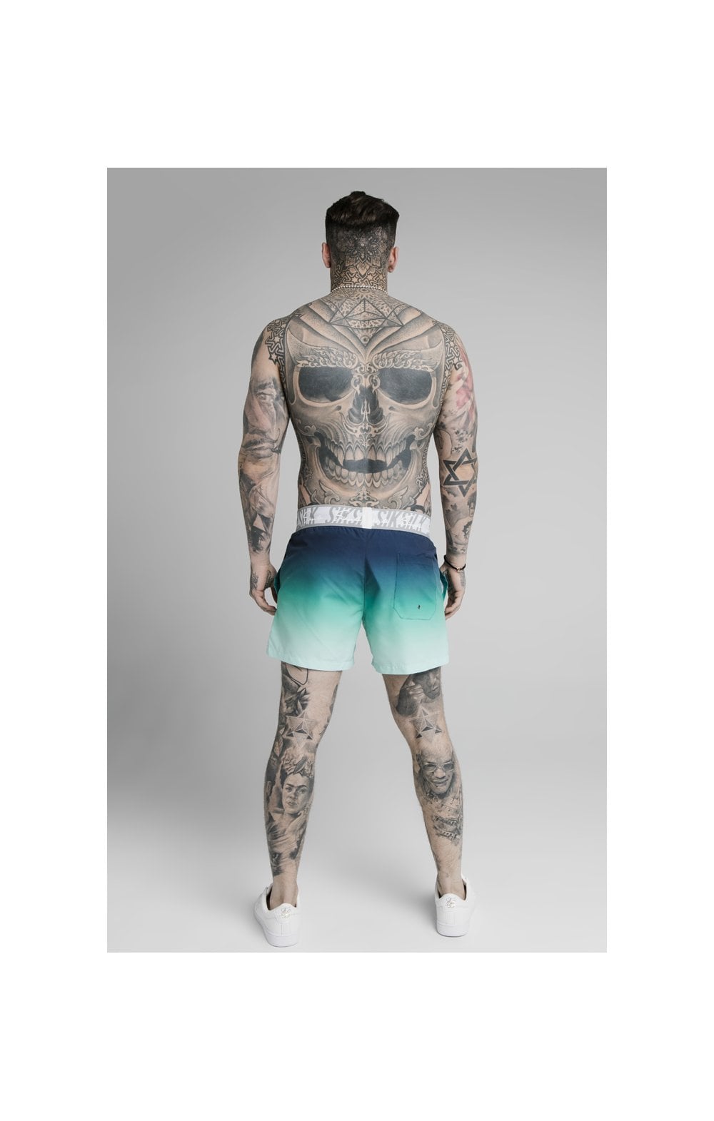 Load image into Gallery viewer, Navy Tape Fade Swim Short (3)