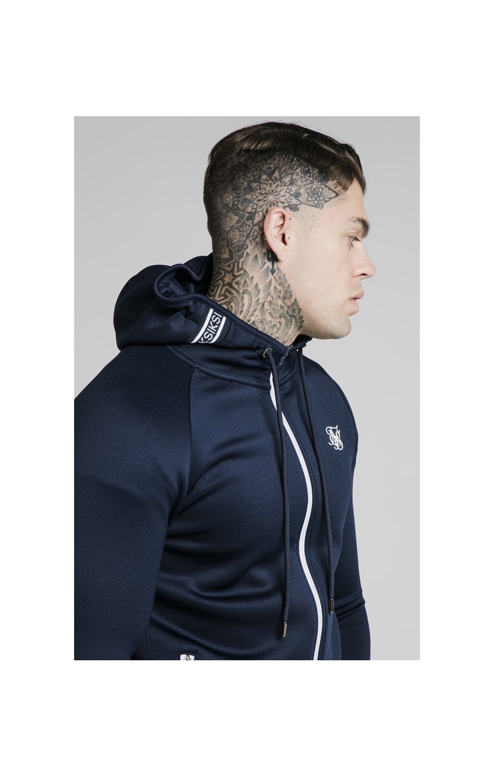 Load image into Gallery viewer, SikSilk Element Zip Through Hoodie - Navy &amp; White (2)