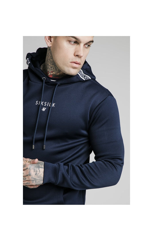 SikSilk Element Muscle Fit Overhead Hoodie - Navy & White