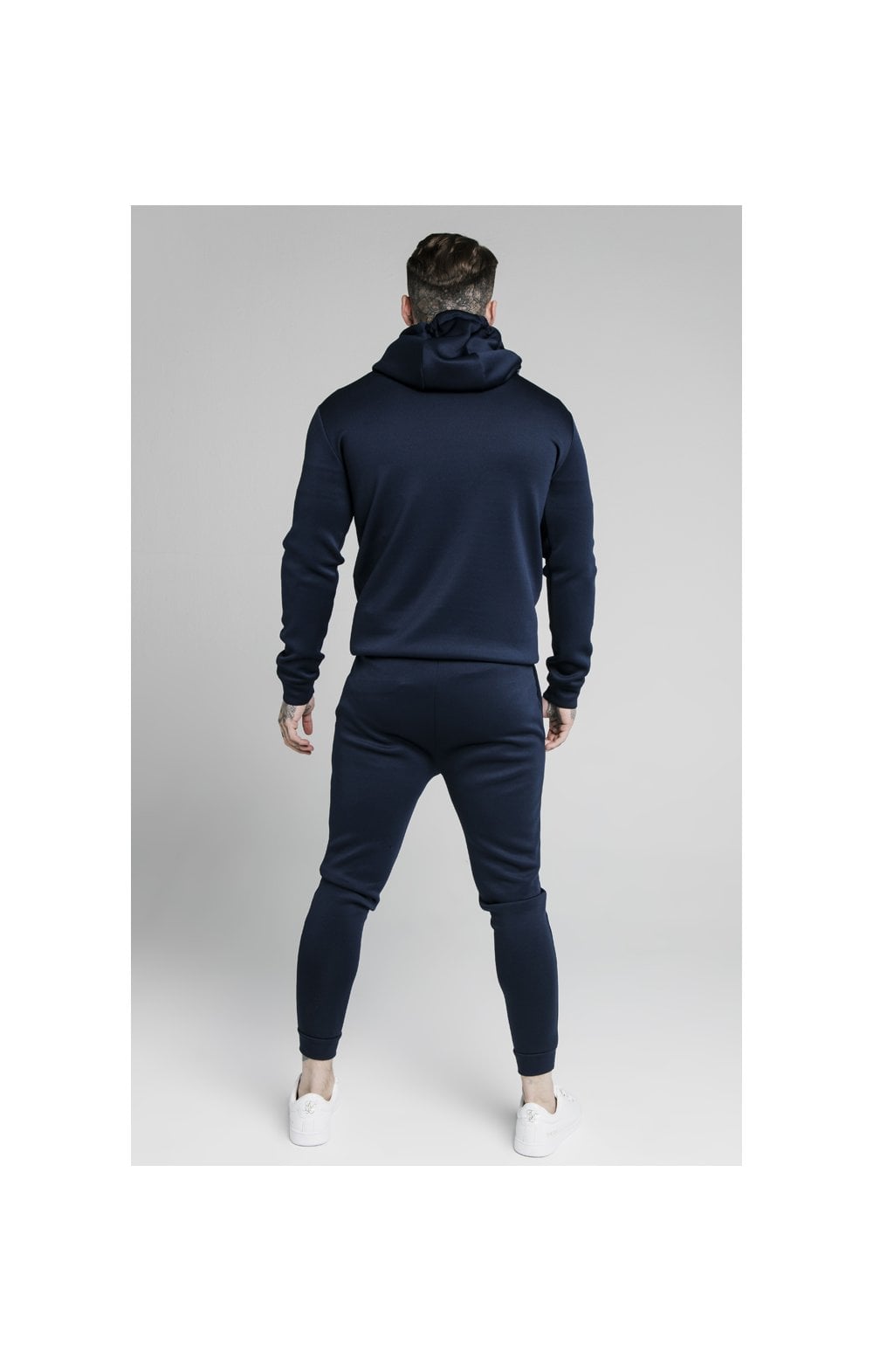 Load image into Gallery viewer, SikSilk Element Muscle Fit Overhead Hoodie - Navy &amp; White (4)