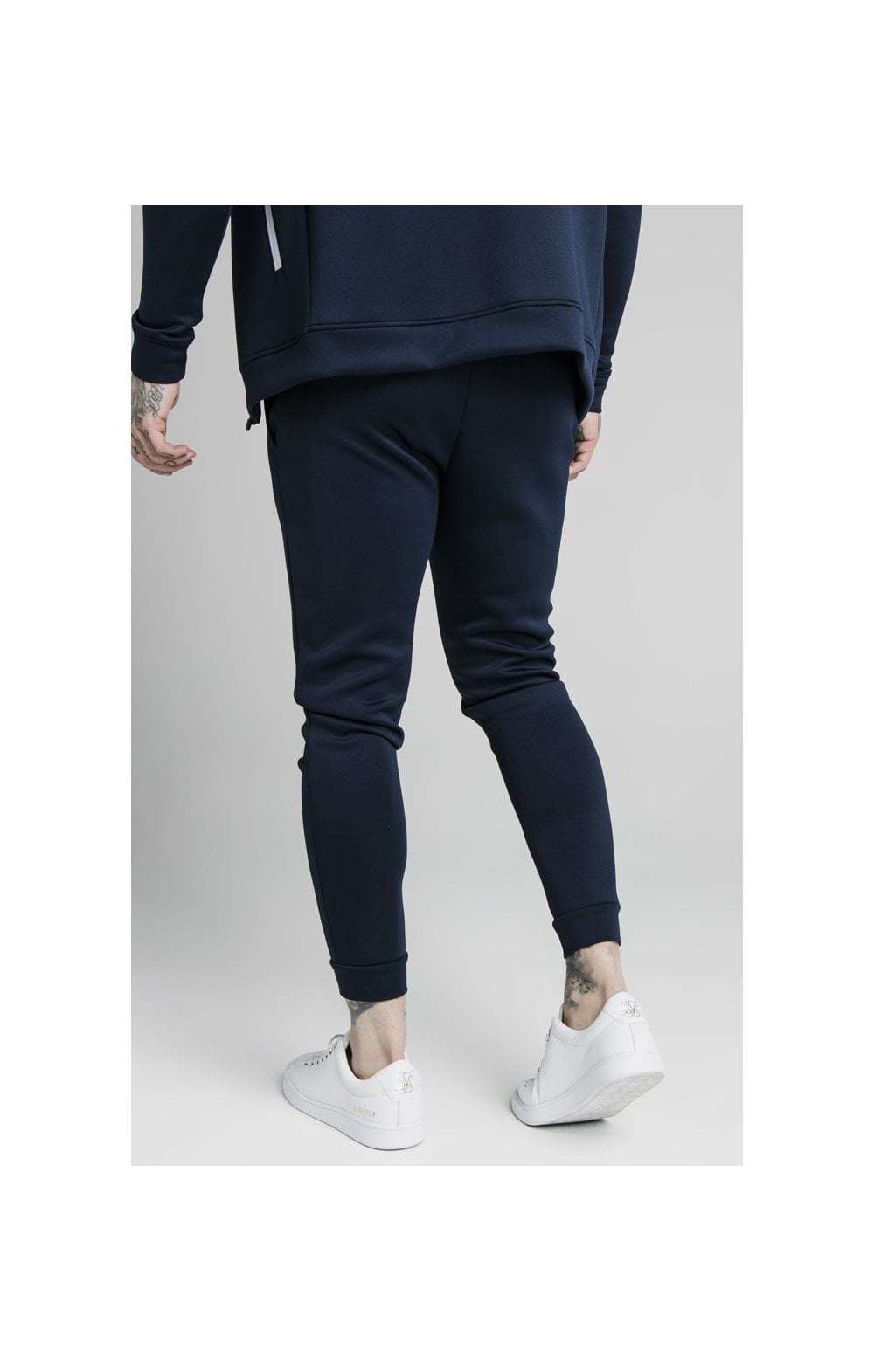 Load image into Gallery viewer, SikSilk Element Muscle Fit Cuff Joggers - Navy &amp; White (1)