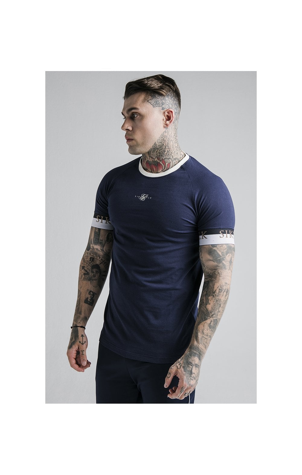 Load image into Gallery viewer, SikSilk Deluxe Ringer Tech Tee - Navy (1)