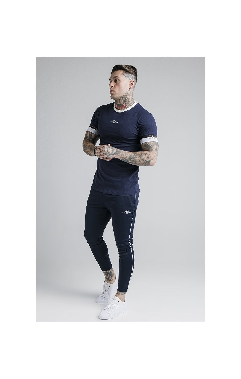 Load image into Gallery viewer, SikSilk Deluxe Ringer Tech Tee - Navy (2)