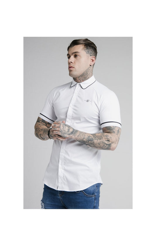 SikSilk S/S Piping Inset Cuff Shirt - White