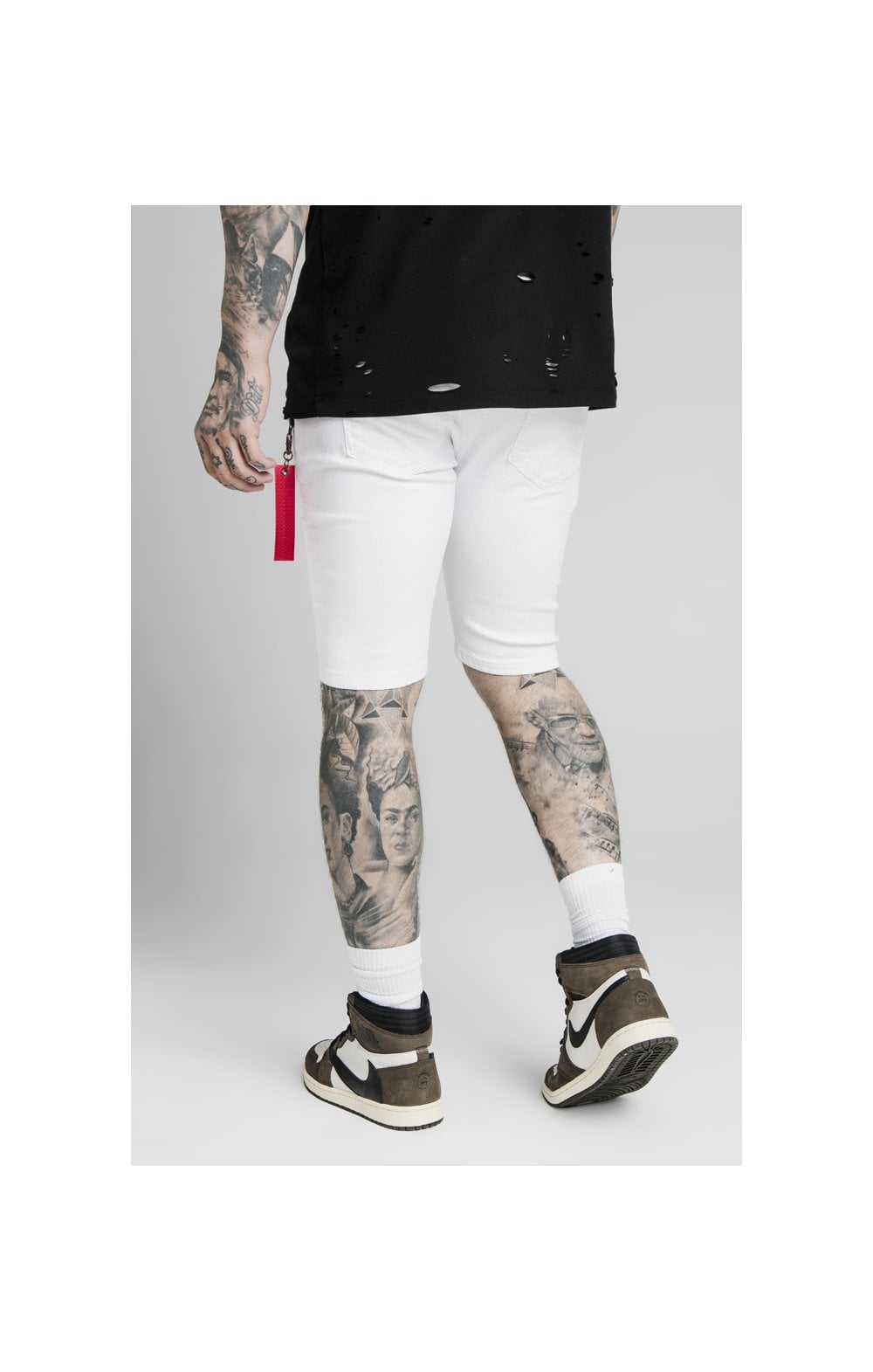 Load image into Gallery viewer, SikSilk Distressed Denim Flight Shorts - White (1)