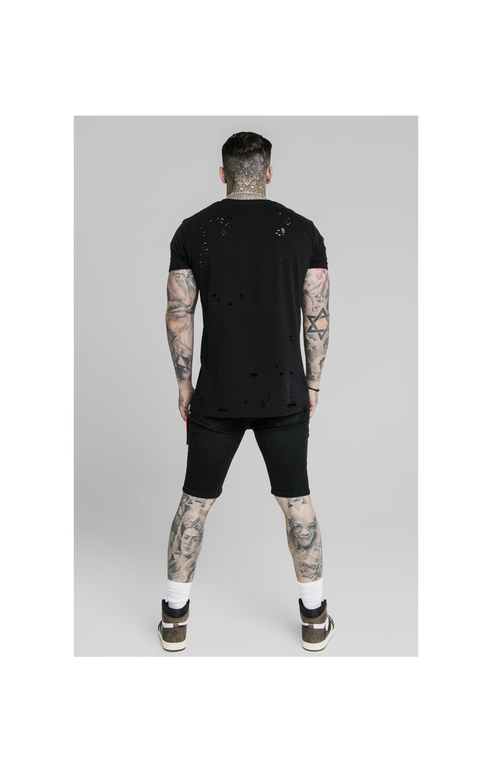 Load image into Gallery viewer, SikSilk Distressed Denim Flight Shorts – Washed Black (6)