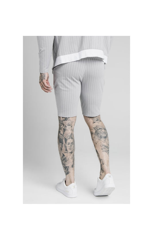 SikSilk Dual Stripe Poly Shorts - Grey & White