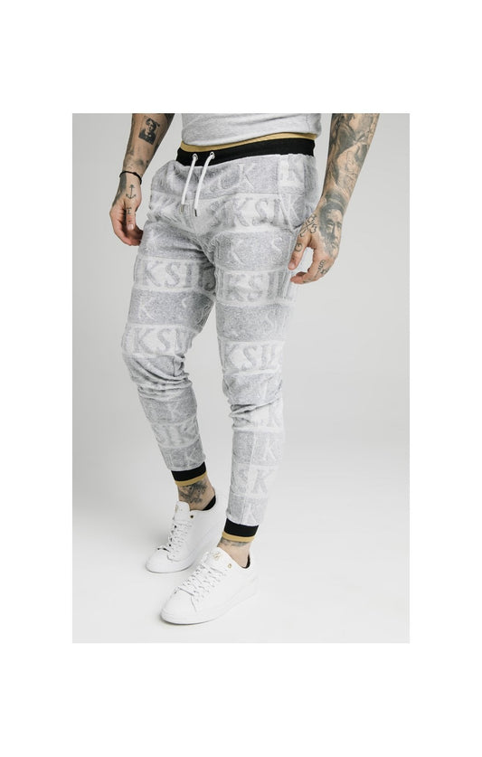 SikSilk Inverse Fitted Joggers - Grey,Black & Gold