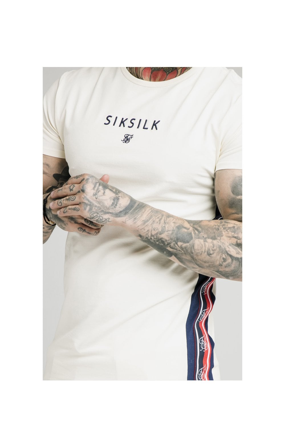 Load image into Gallery viewer, SikSilk S/S Retro Essential Tape Tee - Off White (1)