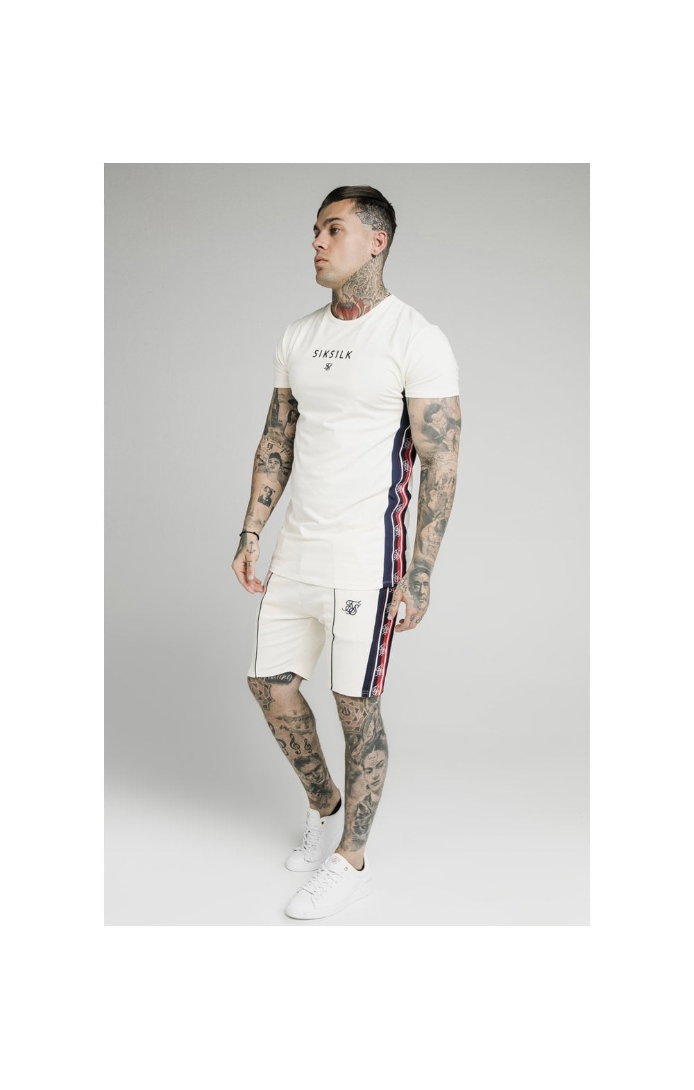 Load image into Gallery viewer, SikSilk S/S Retro Essential Tape Tee - Off White (3)