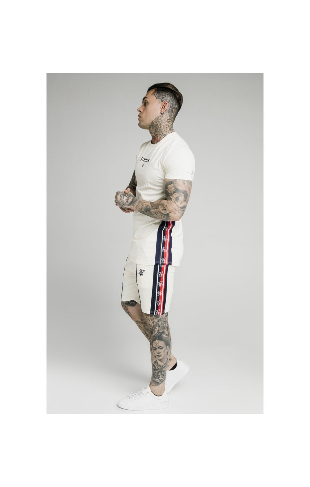Load image into Gallery viewer, SikSilk S/S Retro Essential Tape Tee - Off White (4)