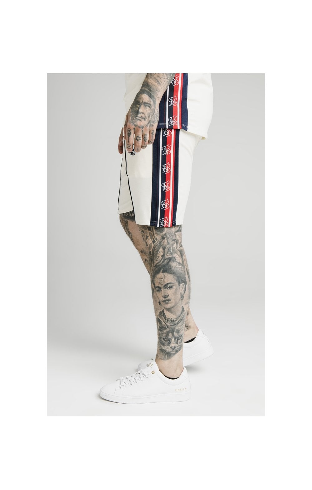 Load image into Gallery viewer, SikSilk Retro Tape Relaxed Shorts - Off White (1)