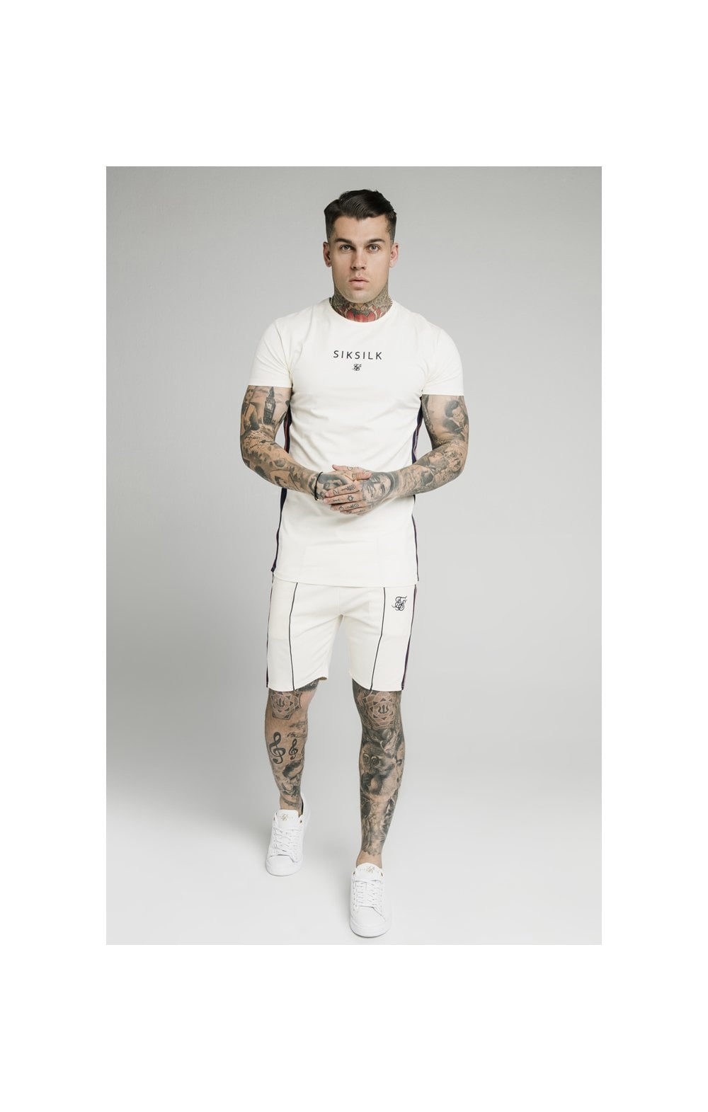 Load image into Gallery viewer, SikSilk Retro Tape Relaxed Shorts - Off White (6)