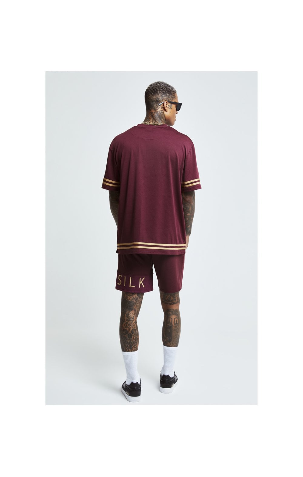 Load image into Gallery viewer, SikSilk S/S Signature Oversize Essentials Tee - Burgundy &amp; Gold (3)