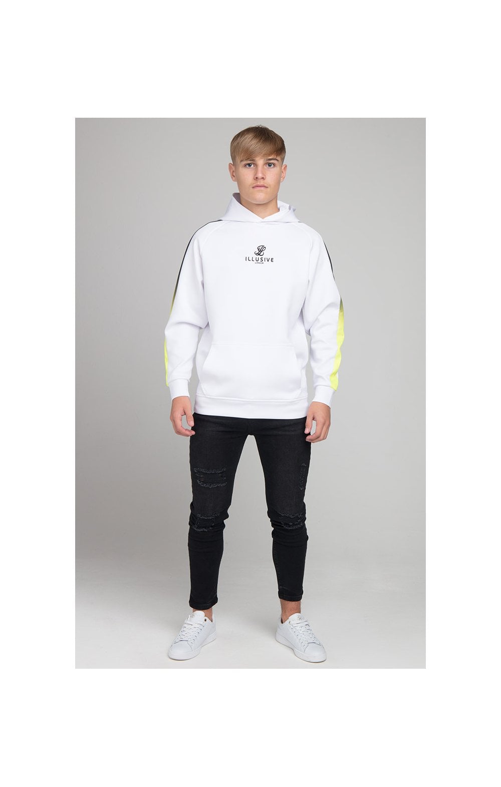 Load image into Gallery viewer, Illusive London Fade Panel Overhead Hoodie - White (2)