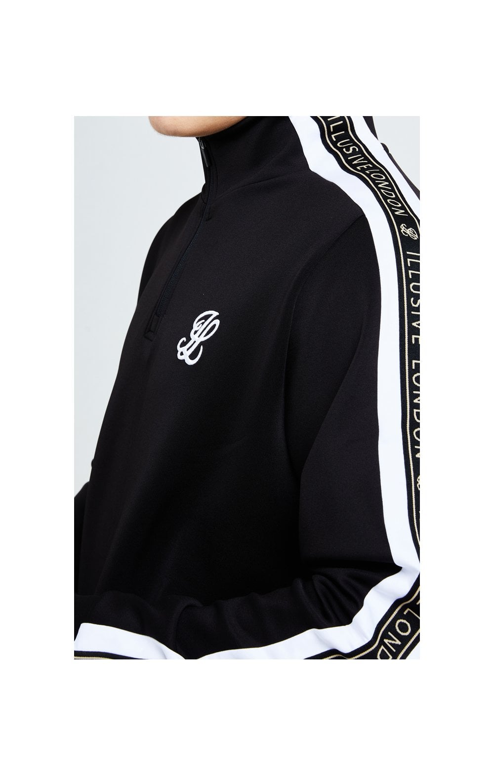 Load image into Gallery viewer, Illusive London Diverge 1/4 Zip Hoodie Black Gold &amp; White (2)