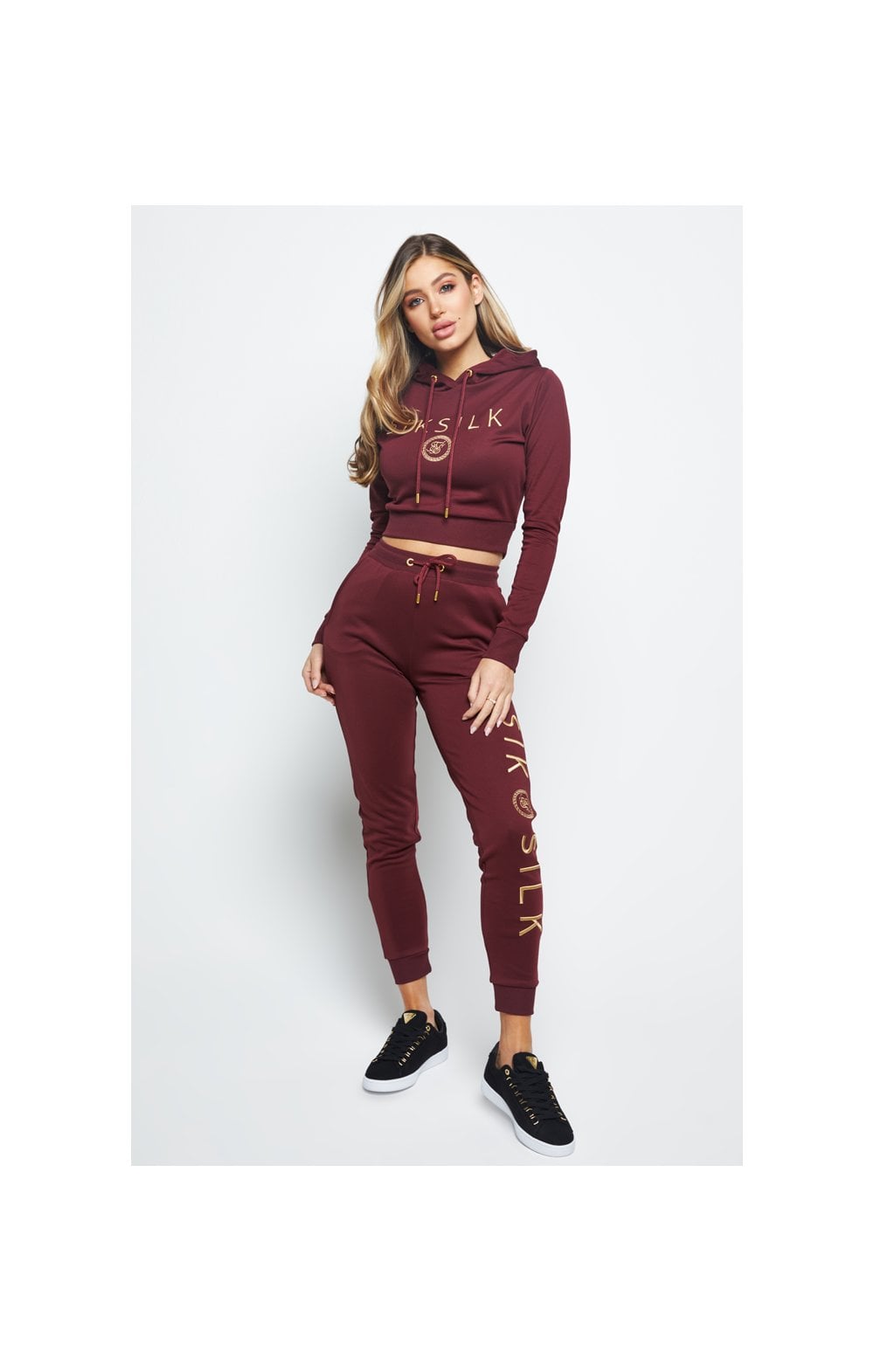 Load image into Gallery viewer, SikSilk Eyelet Mesh Track Top - Burgundy (1)