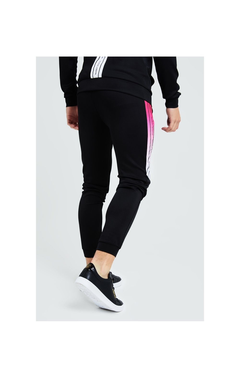 Load image into Gallery viewer, Illusive London Flux Taped Joggers - Black &amp; Pink (2)