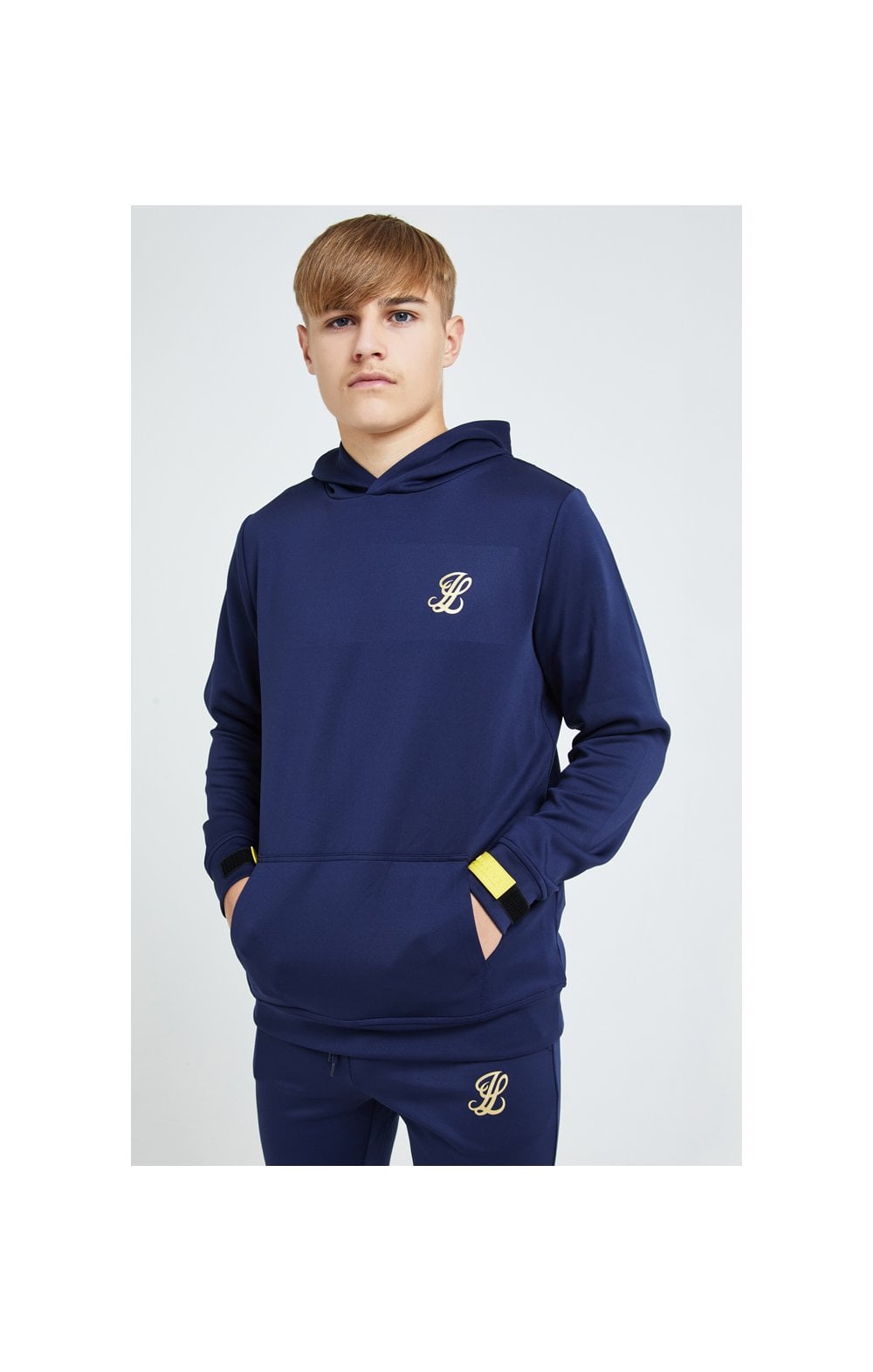 Load image into Gallery viewer, Illusive London Element Overhead Hoodie - Navy Gold &amp; Yellow