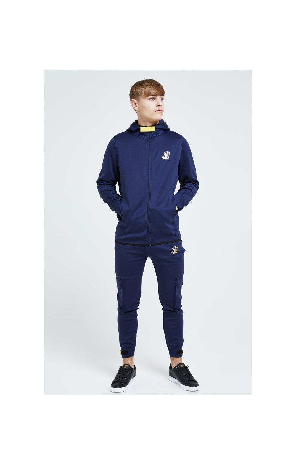 Load image into Gallery viewer, Illusive London Zip Through Hoodie - Navy Gold &amp; Yellow (3)