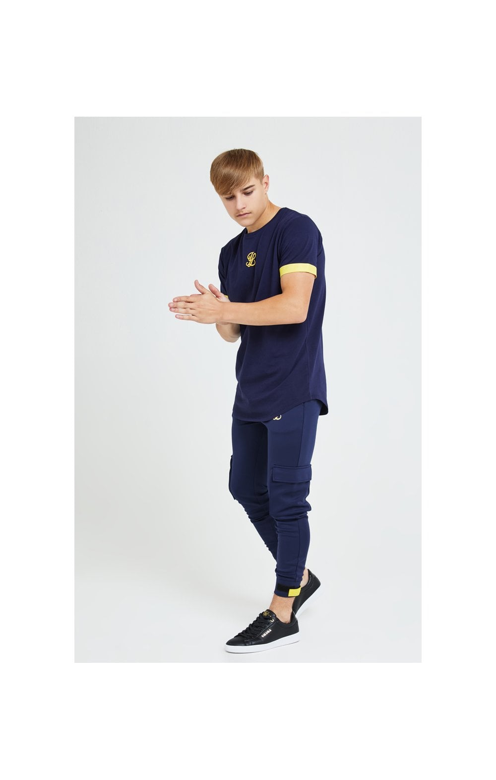 Load image into Gallery viewer, Illusive London Element S/S Tech Tee - Navy Gold &amp; Yellow (2)