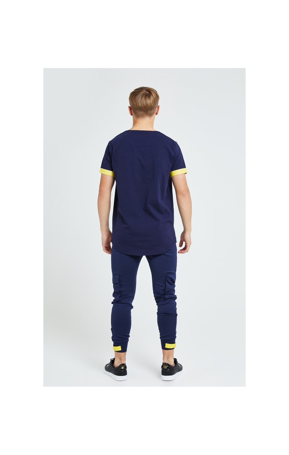 Load image into Gallery viewer, Illusive London Element S/S Tech Tee - Navy Gold &amp; Yellow (3)