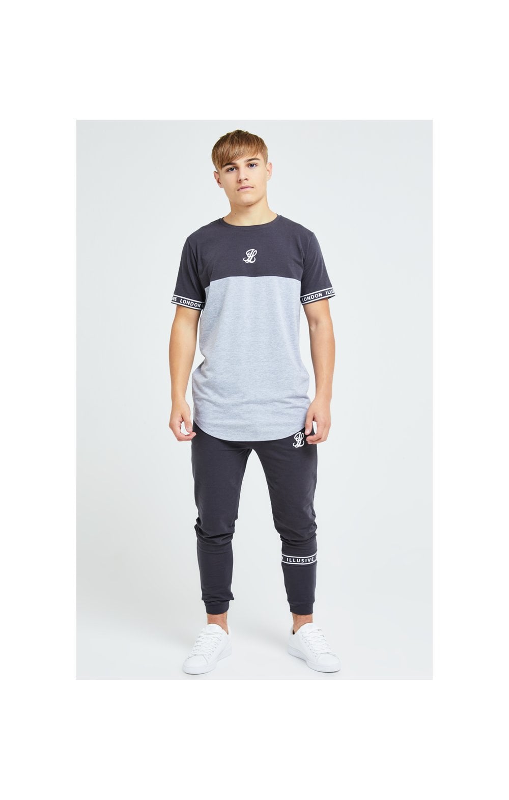 Load image into Gallery viewer, Illusive London Revere Cut And Sew Tee - Dark Grey &amp; Light Grey Marl (4)