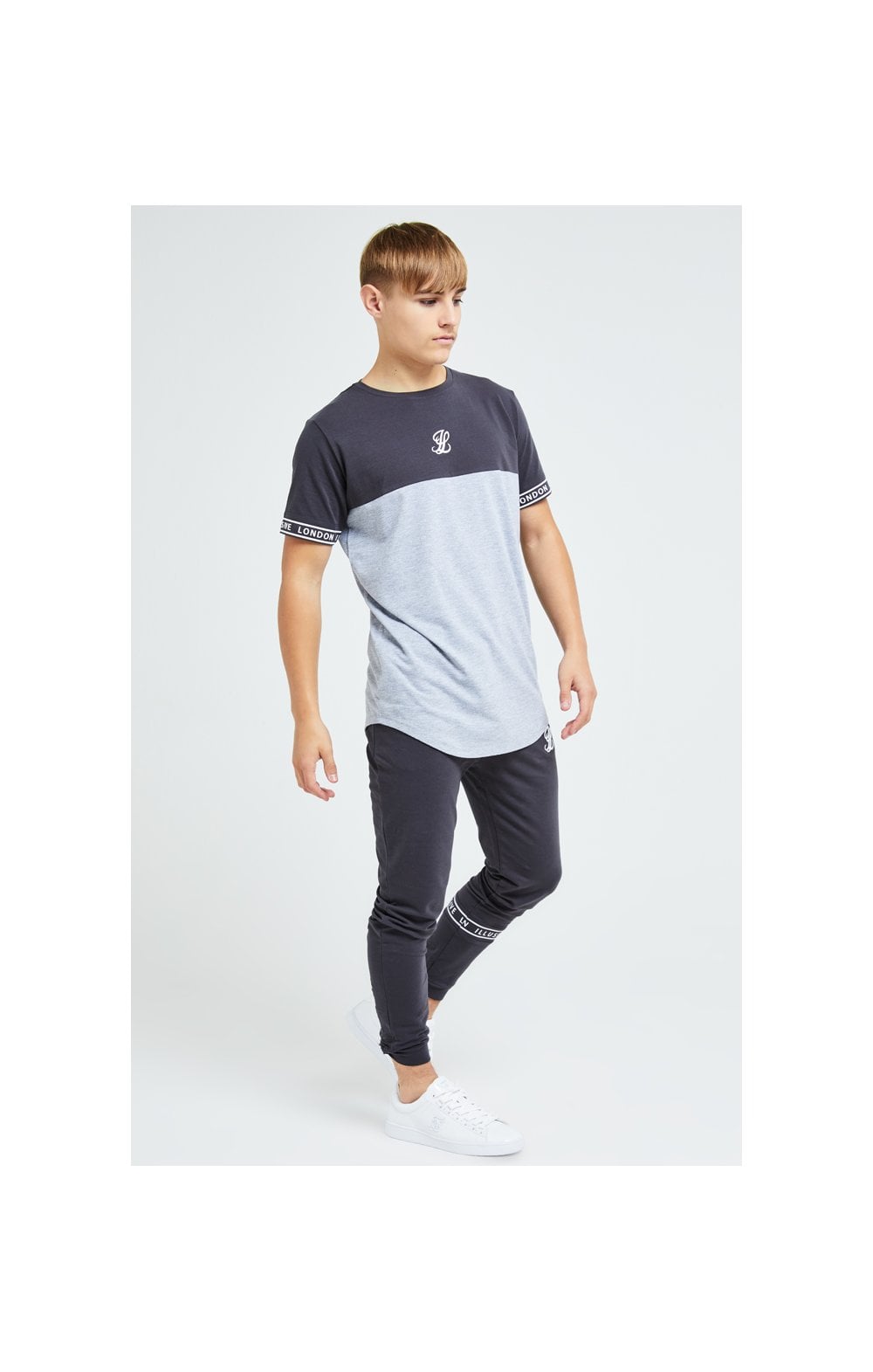 Load image into Gallery viewer, Illusive London Revere Cut And Sew Tee - Dark Grey &amp; Light Grey Marl (5)