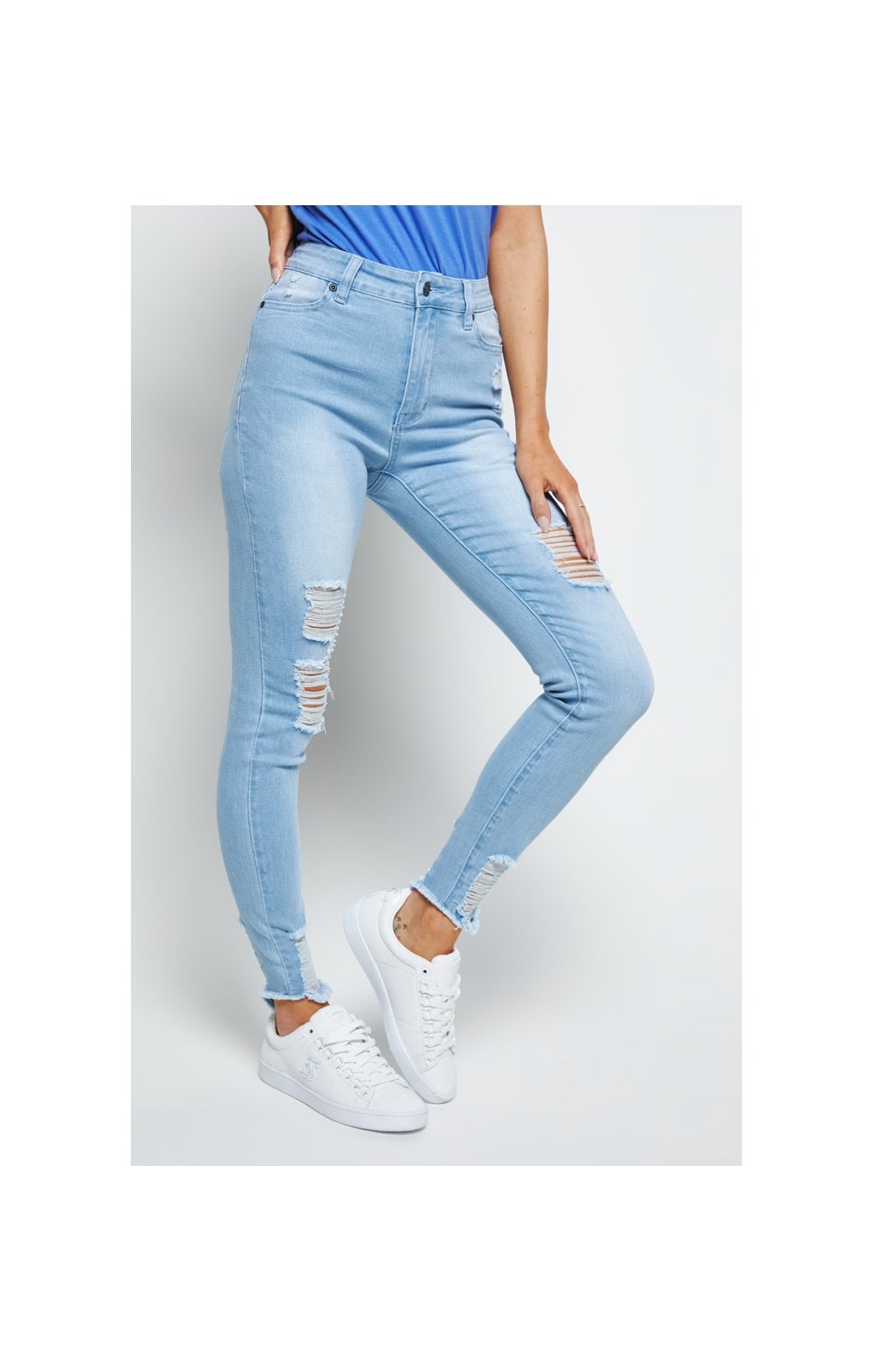 Load image into Gallery viewer, SikSilk Distressed Skinny Jeans - Ice Blue