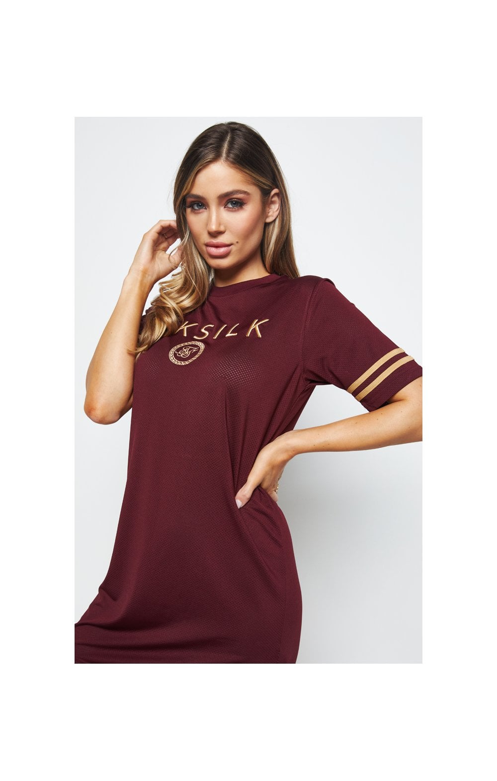 Load image into Gallery viewer, SikSilk Mesh T-Shirt Dress - Burgundy