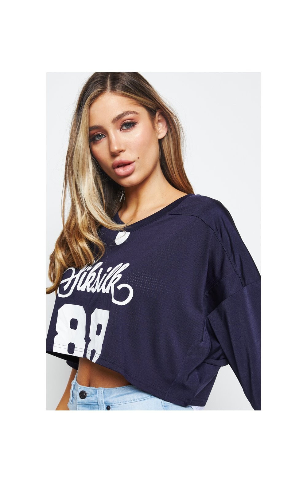 Load image into Gallery viewer, SikSilk Retro Football Crop Jersey - Navy (1)