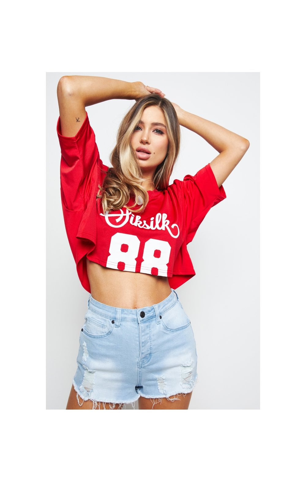 Load image into Gallery viewer, SikSilk Retro Football Crop Jersey - Red