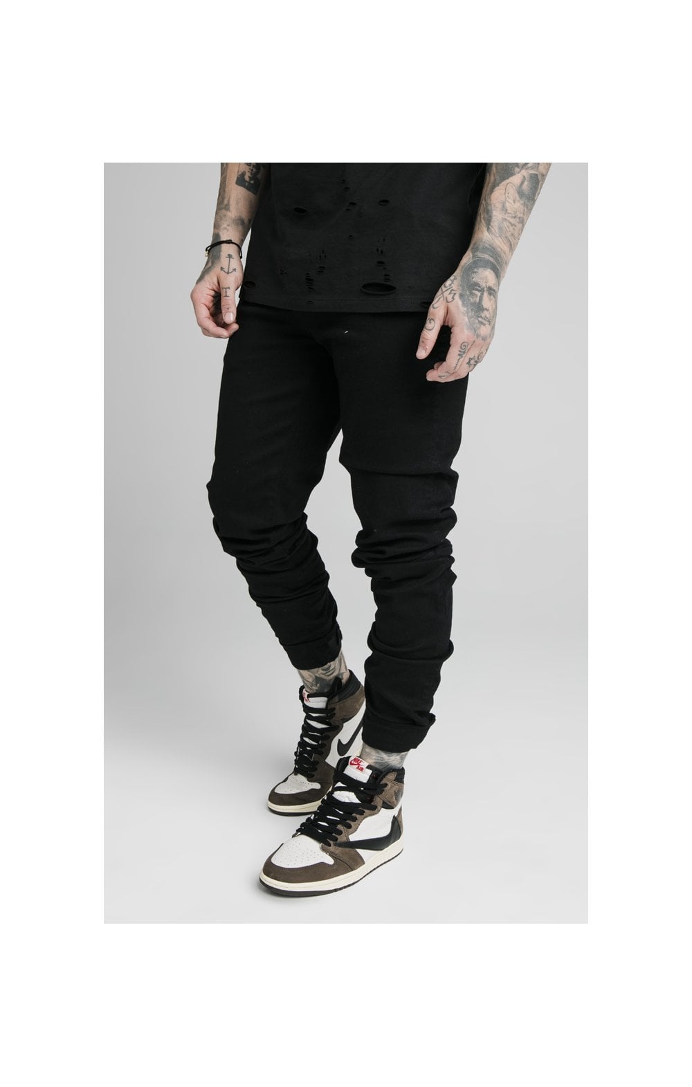 Load image into Gallery viewer, SikSilk Elasticated Strap Cuff Jeans - Black