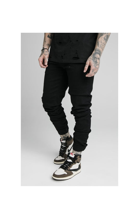 SikSilk Elasticated Strap Cuff Jeans - Black