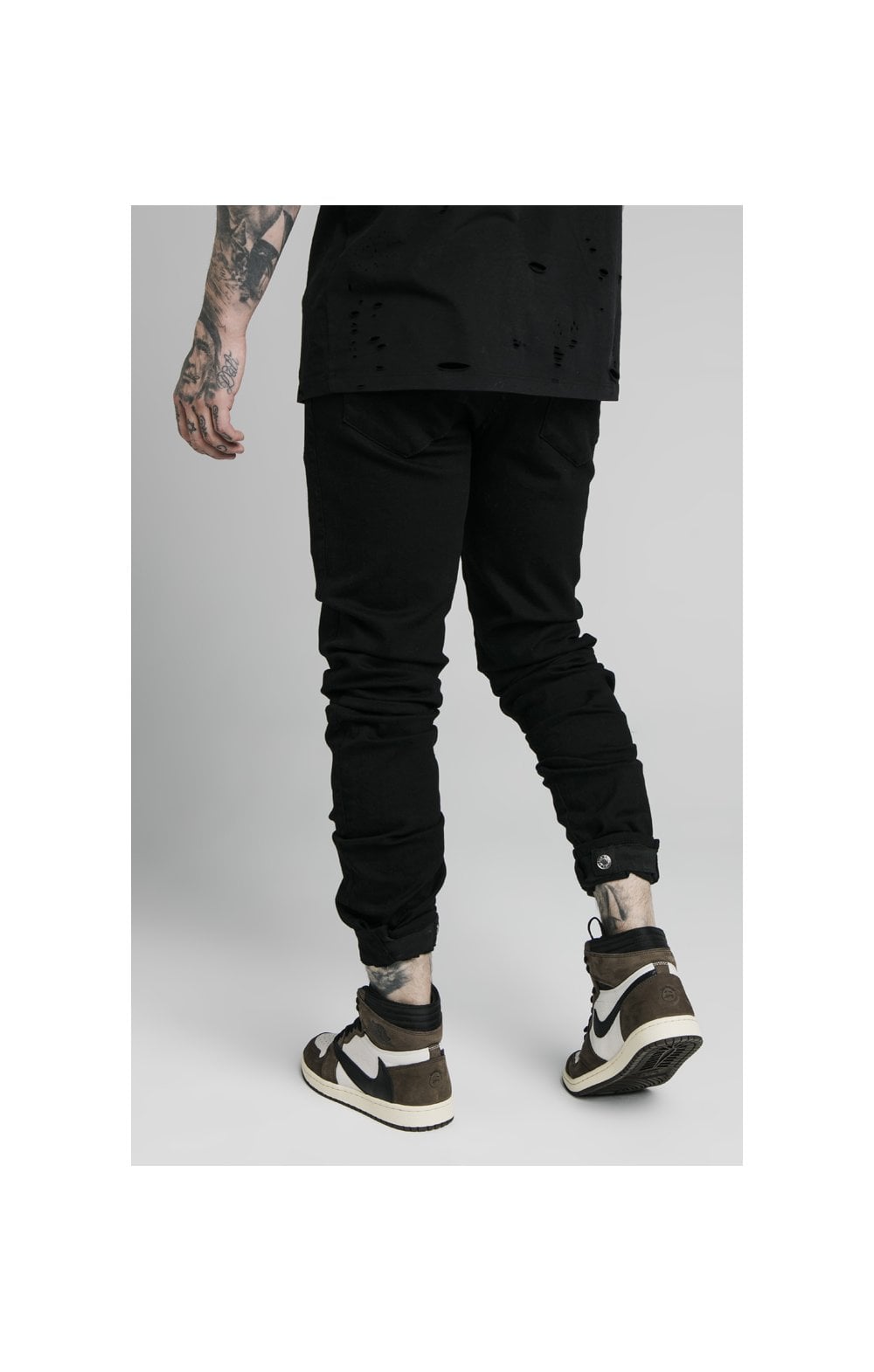 Load image into Gallery viewer, SikSilk Elasticated Strap Cuff Jeans - Black (1)