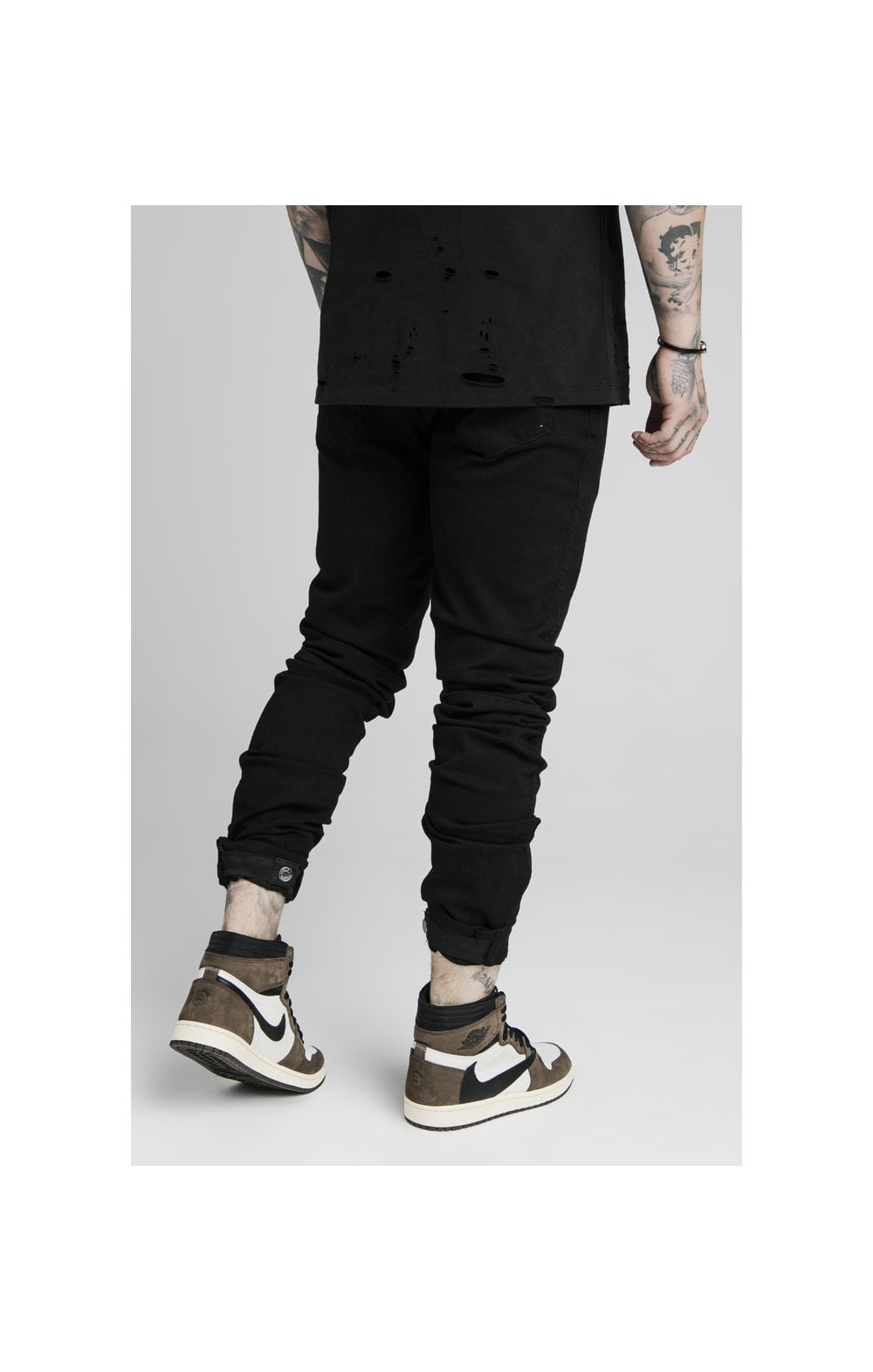 Load image into Gallery viewer, SikSilk Elasticated Strap Cuff Jeans - Black (2)
