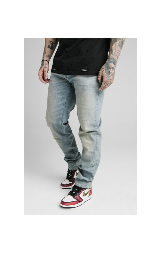 SikSilk Raw Loose Fit Jeans - Light Blue Wash