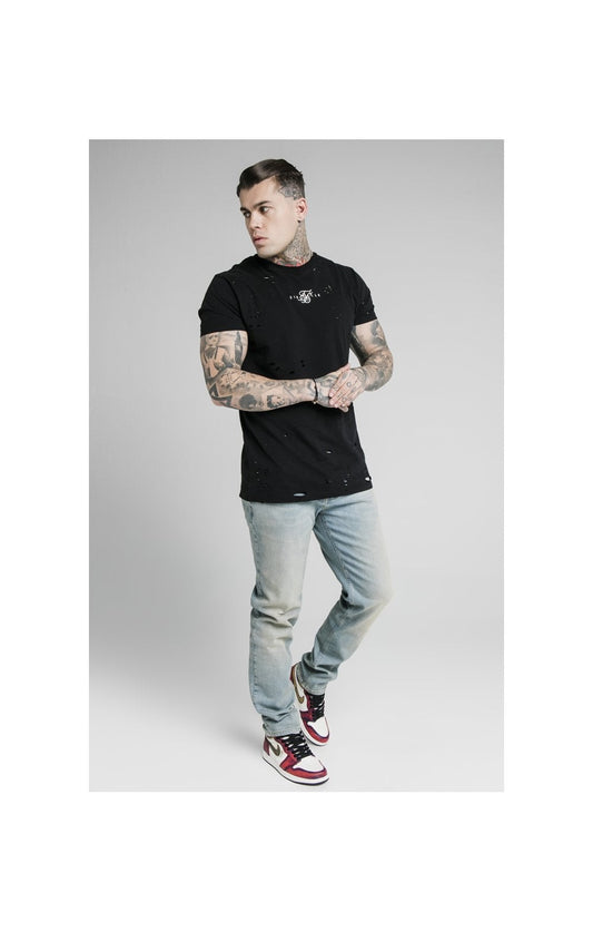 SikSilk Raw Loose Fit Jeans - Light Blue Wash