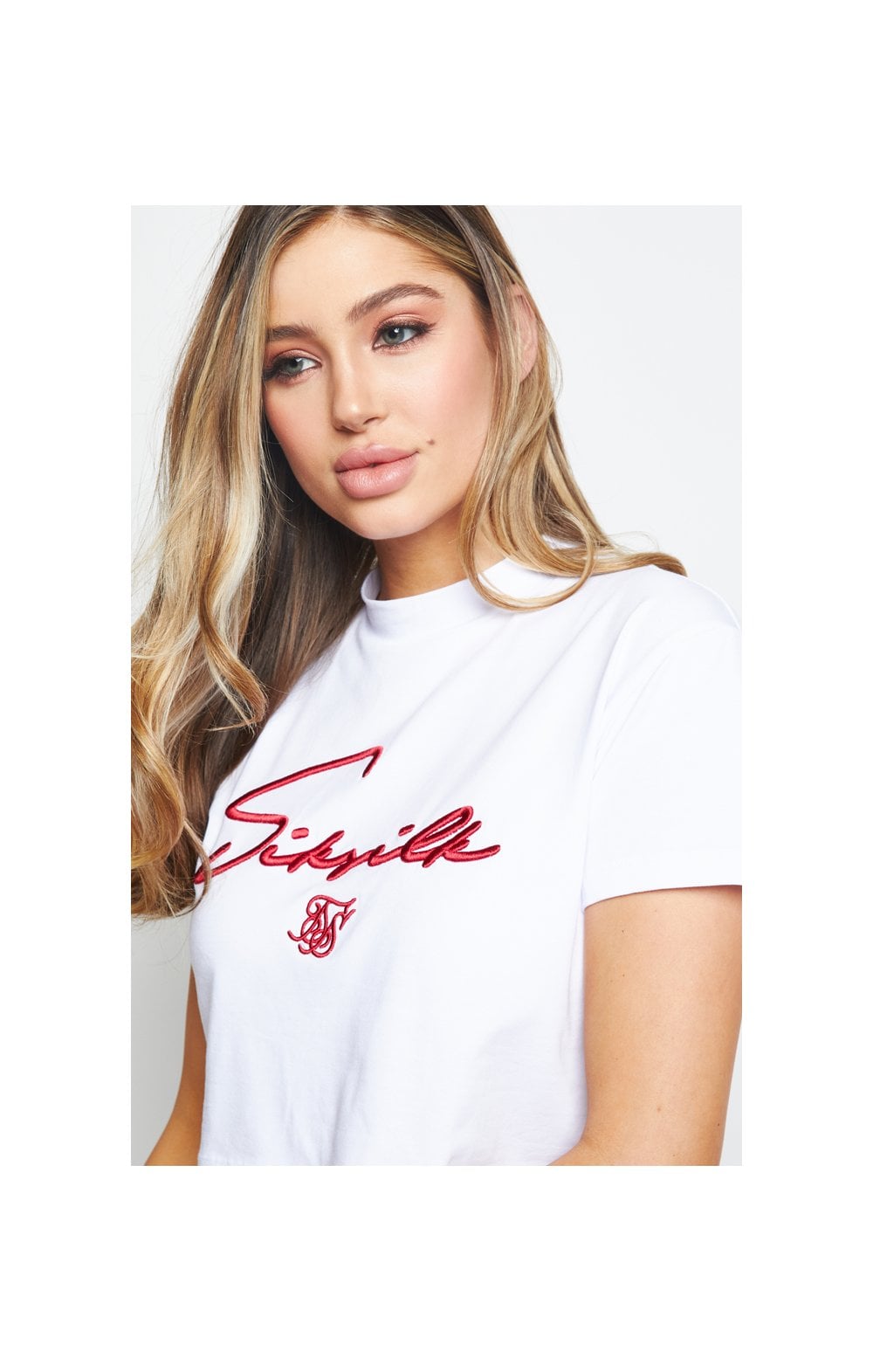 Load image into Gallery viewer, SikSilk Retro Sport Crop Tee - White (1)