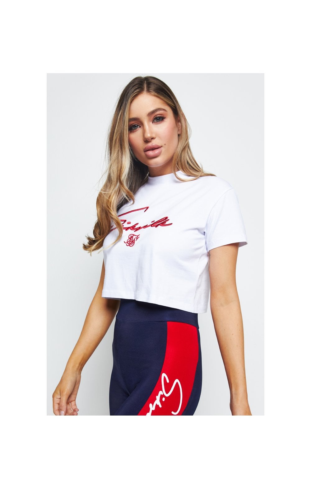 Load image into Gallery viewer, SikSilk Retro Sport Crop Tee - White (2)