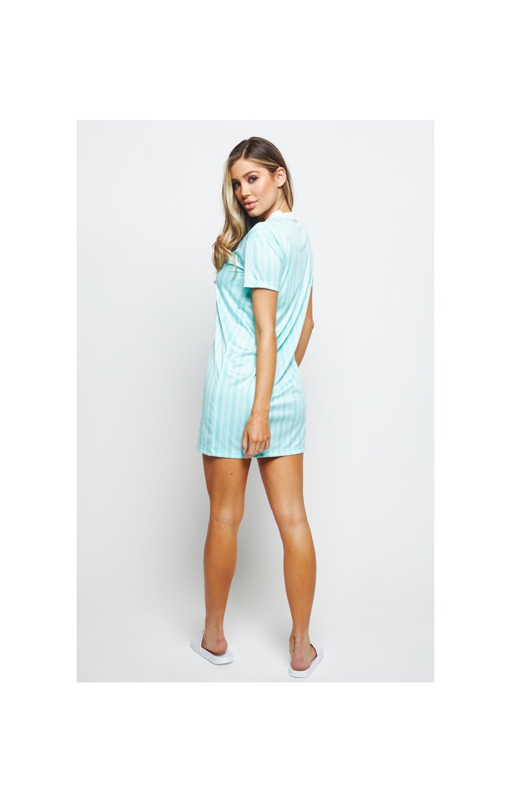 Load image into Gallery viewer, SikSilk Stripe Print T-Shirt Dress - Aqua (3)