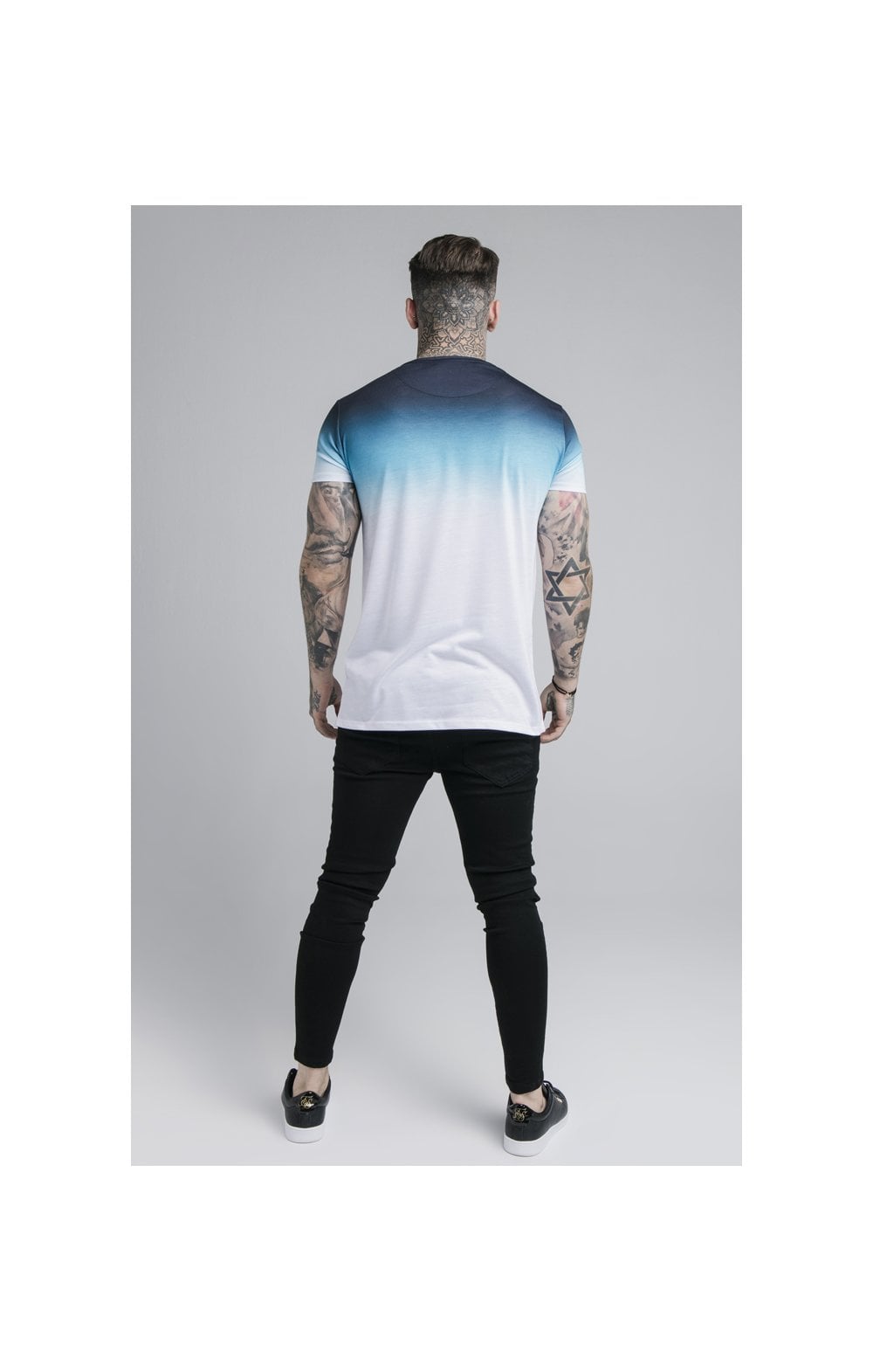 Load image into Gallery viewer, SikSilk S/S High Fade Tee - Navy Neon Teal Fade (3)