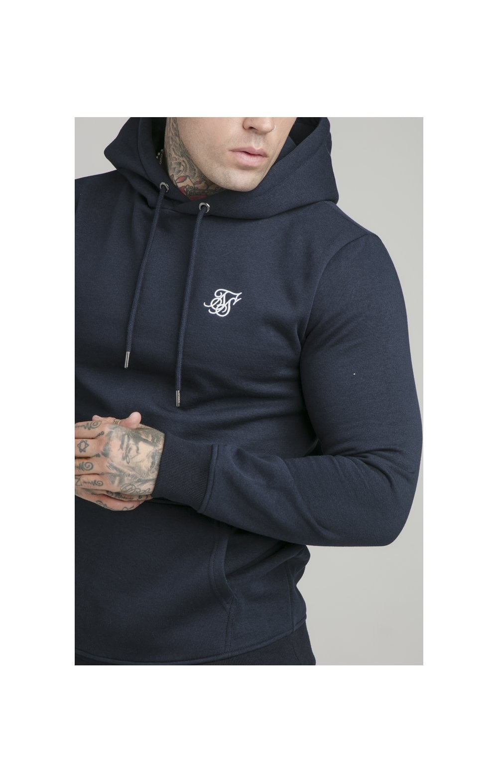 Load image into Gallery viewer, Navy Muscle Fit Overhead Hoodie (1)