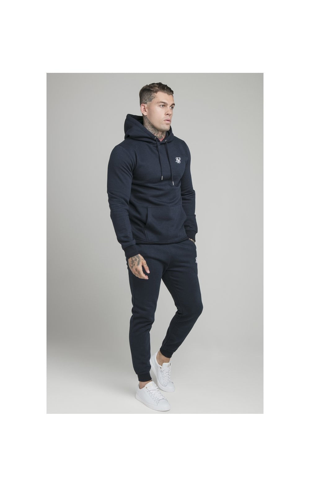 Load image into Gallery viewer, Navy Muscle Fit Overhead Hoodie (2)