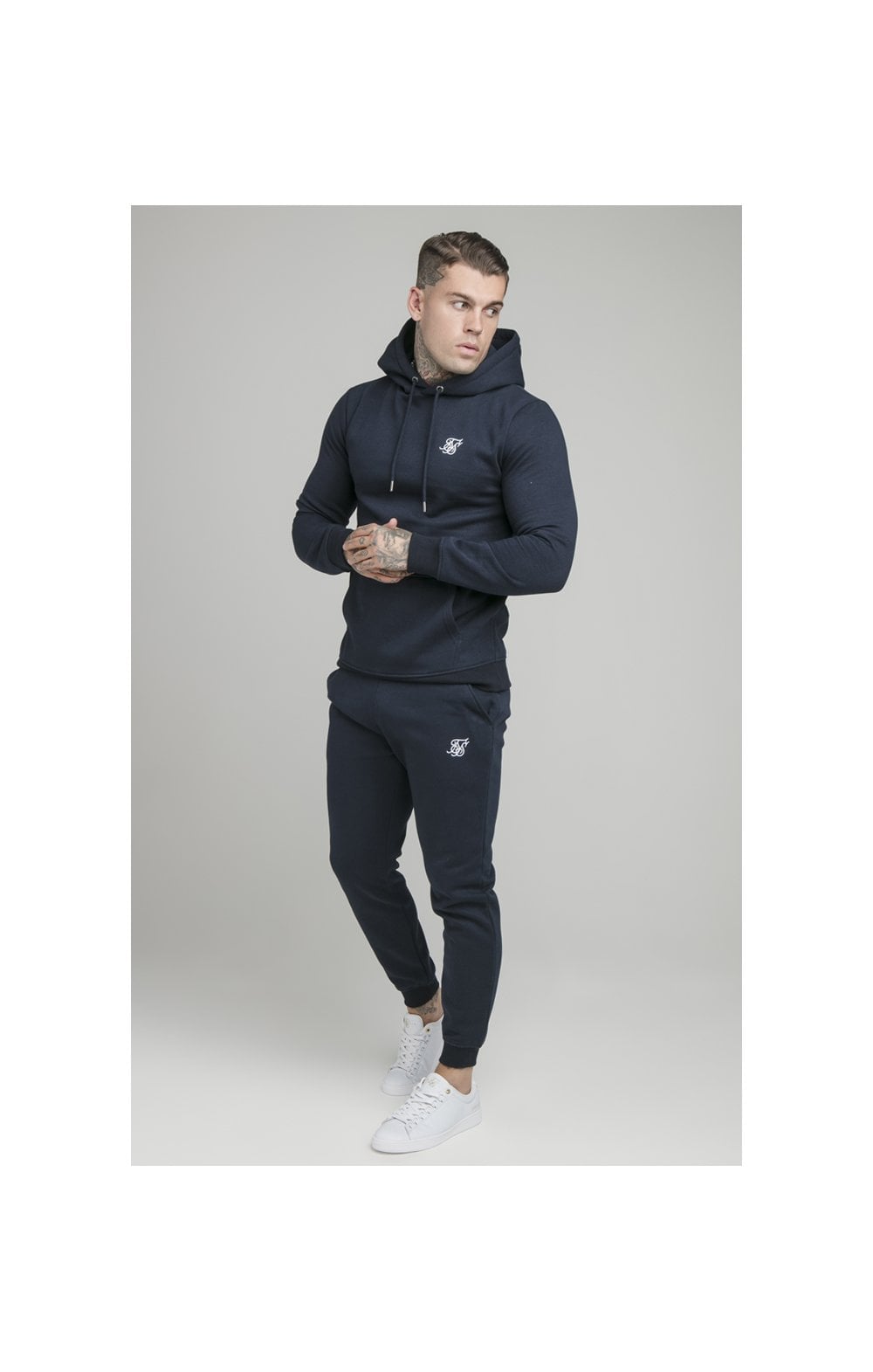 Load image into Gallery viewer, Navy Muscle Fit Overhead Hoodie (3)