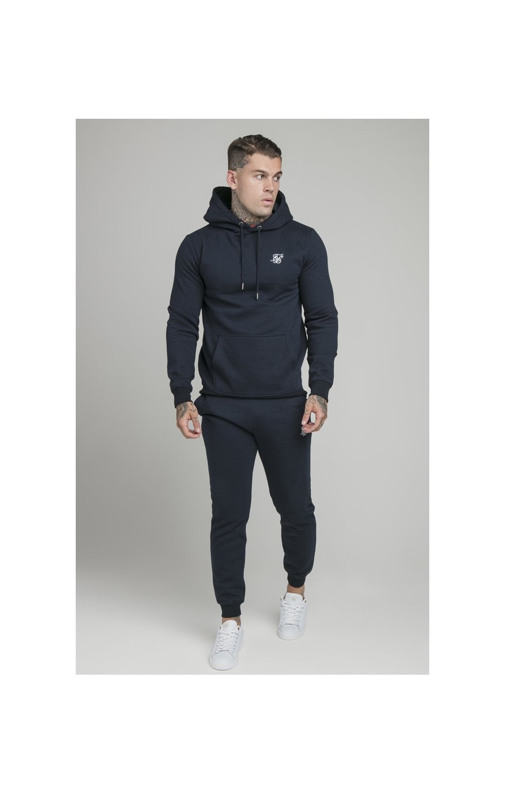 Load image into Gallery viewer, Navy Muscle Fit Overhead Hoodie (4)