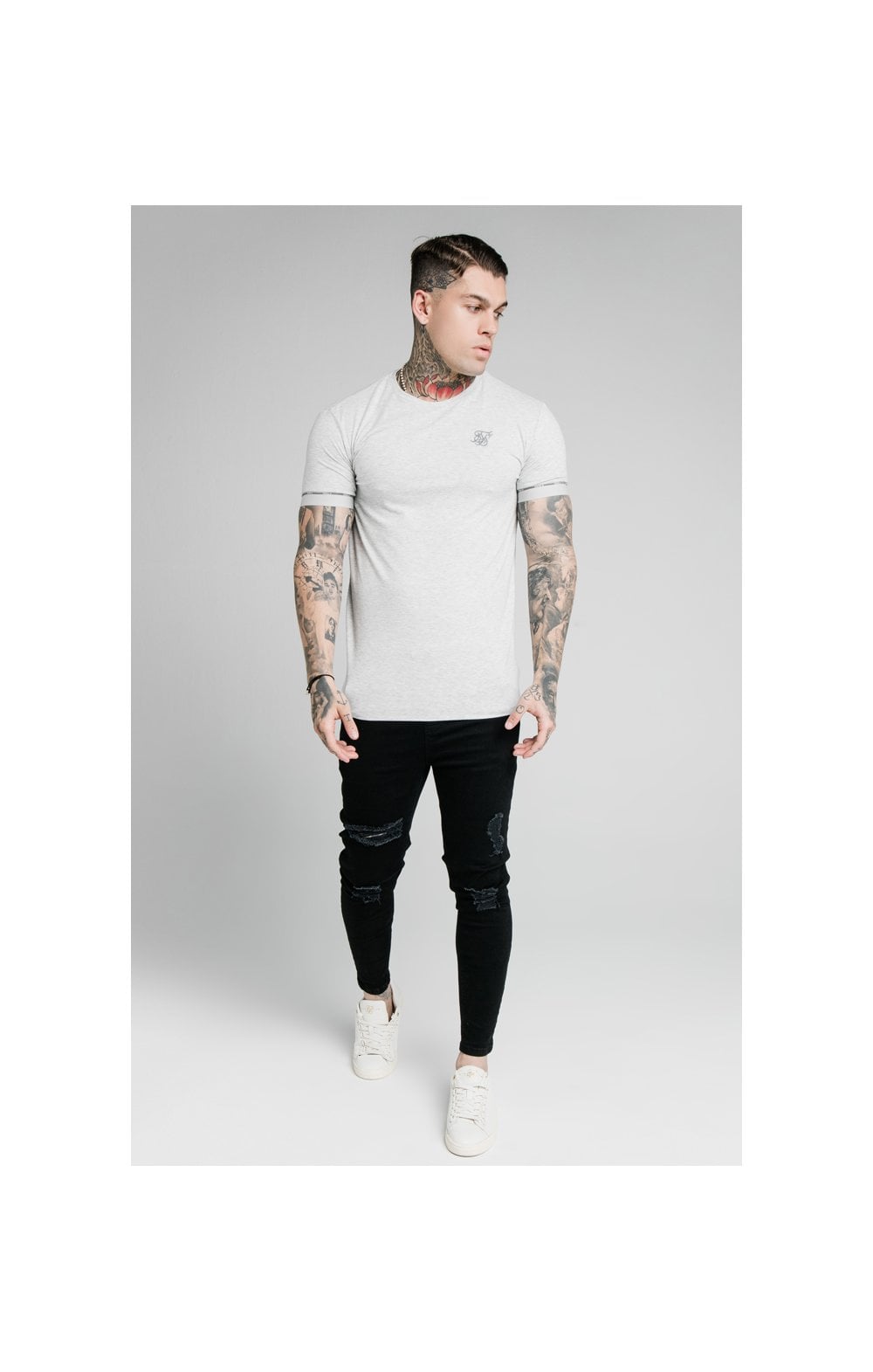 Load image into Gallery viewer, SikSilk S/S Duality Gym Tee - Grey Marl (3)