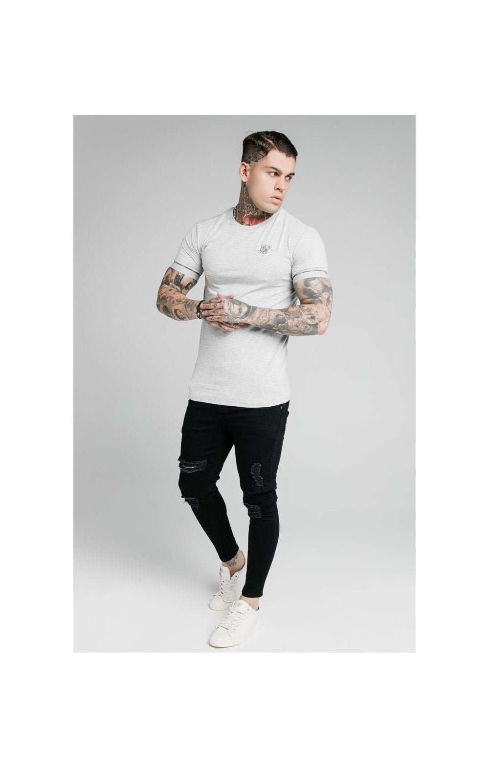 Load image into Gallery viewer, SikSilk S/S Duality Gym Tee - Grey Marl (4)